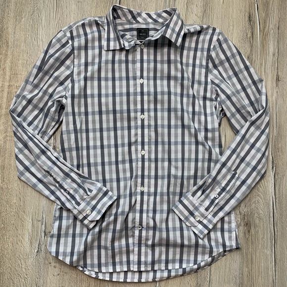 Gap Non Iron Slim Fit Button Down Shirt Grey Sz L - Picture 1 of 10